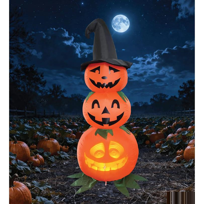 ANIMAT3D Inflatable Stacked Jabberin' Jack Animated Light-up Jack-O'-Lanterns Outdoor Halloween Decoration