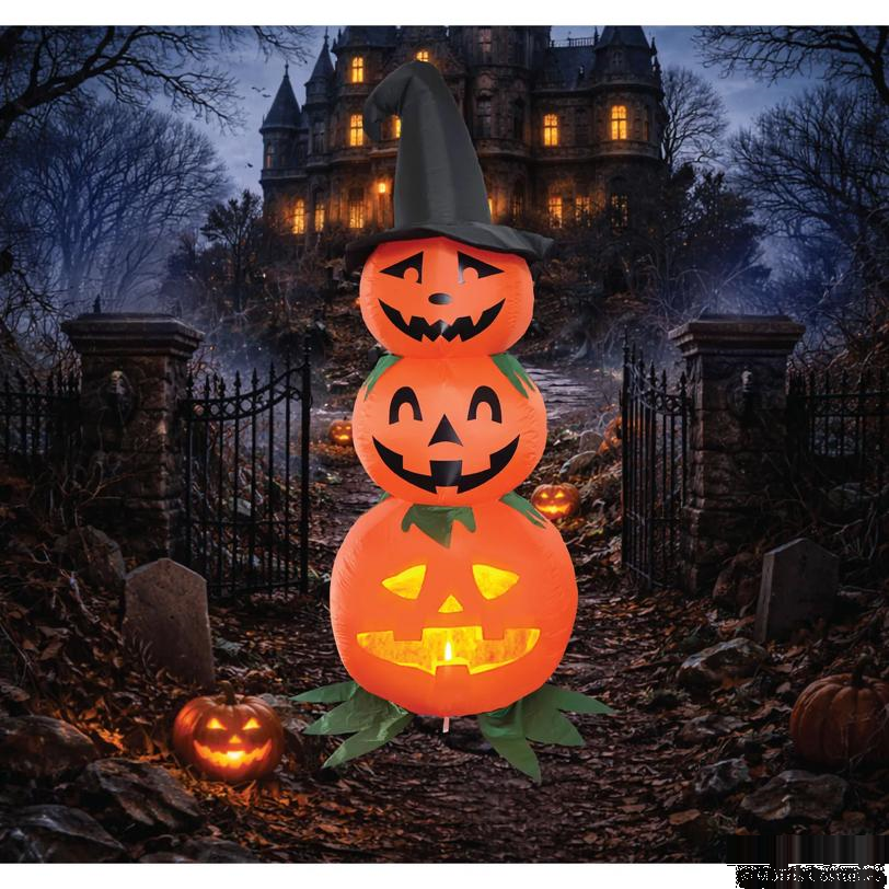 ANIMAT3D Inflatable Stacked Jabberin' Jack Animated Light-up Jack-O'-Lanterns Outdoor Halloween Decoration