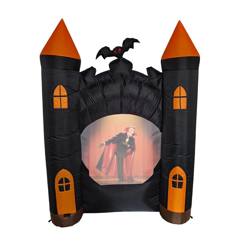 ANIMAT3D Inflatable Haunted Castle Animated Light-Up with Sound Outdoor Halloween Decoration