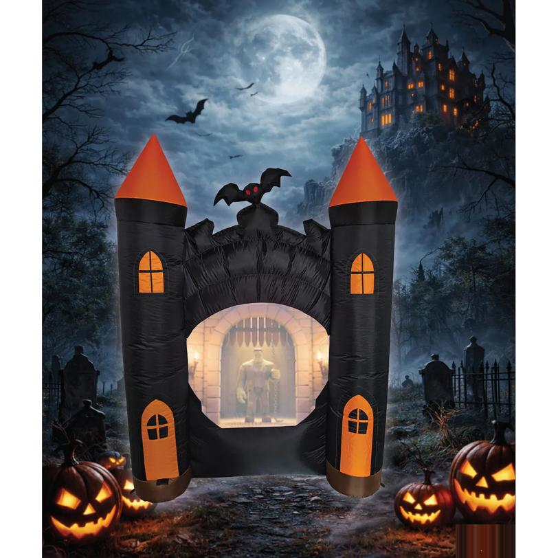 ANIMAT3D Inflatable Haunted Castle Animated Light-Up with Sound Outdoor Halloween Decoration