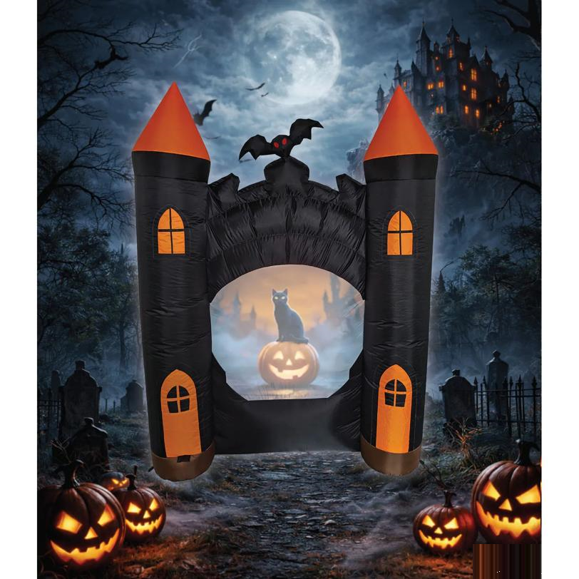 ANIMAT3D Inflatable Haunted Castle Animated Light-Up with Sound Outdoor Halloween Decoration
