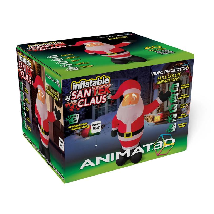 ANIMAT3D Inflatable Santek Claus Animated Light-Up Santa Outdoor Christmas Decoration