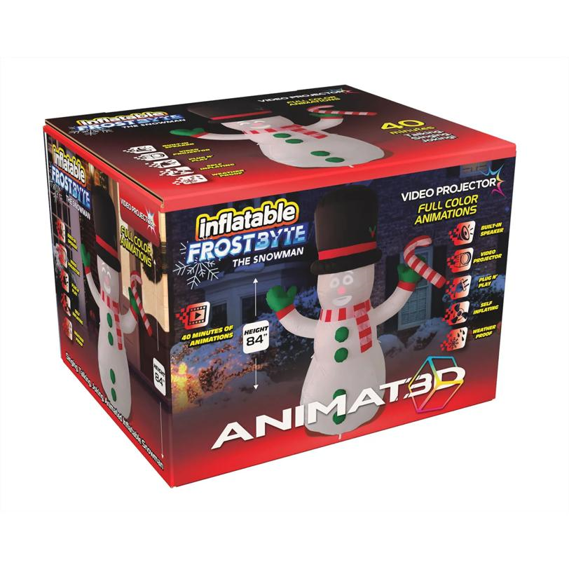 ANIMAT3D Inflatable Frostbyte the Snowman Animated Light-up with Sound Outdoor Christmas Decoration