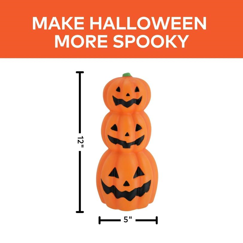 12" Light-Up LED Stacked Jack-O'-Lantern Pumpkins Blow Mold Figure Halloween Decoration