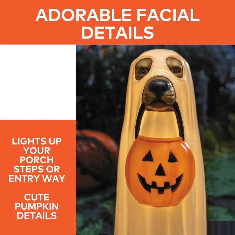 23 1/4" Light-Up Ghost Dog Blow Mold with C7 LED Halloween Decoration