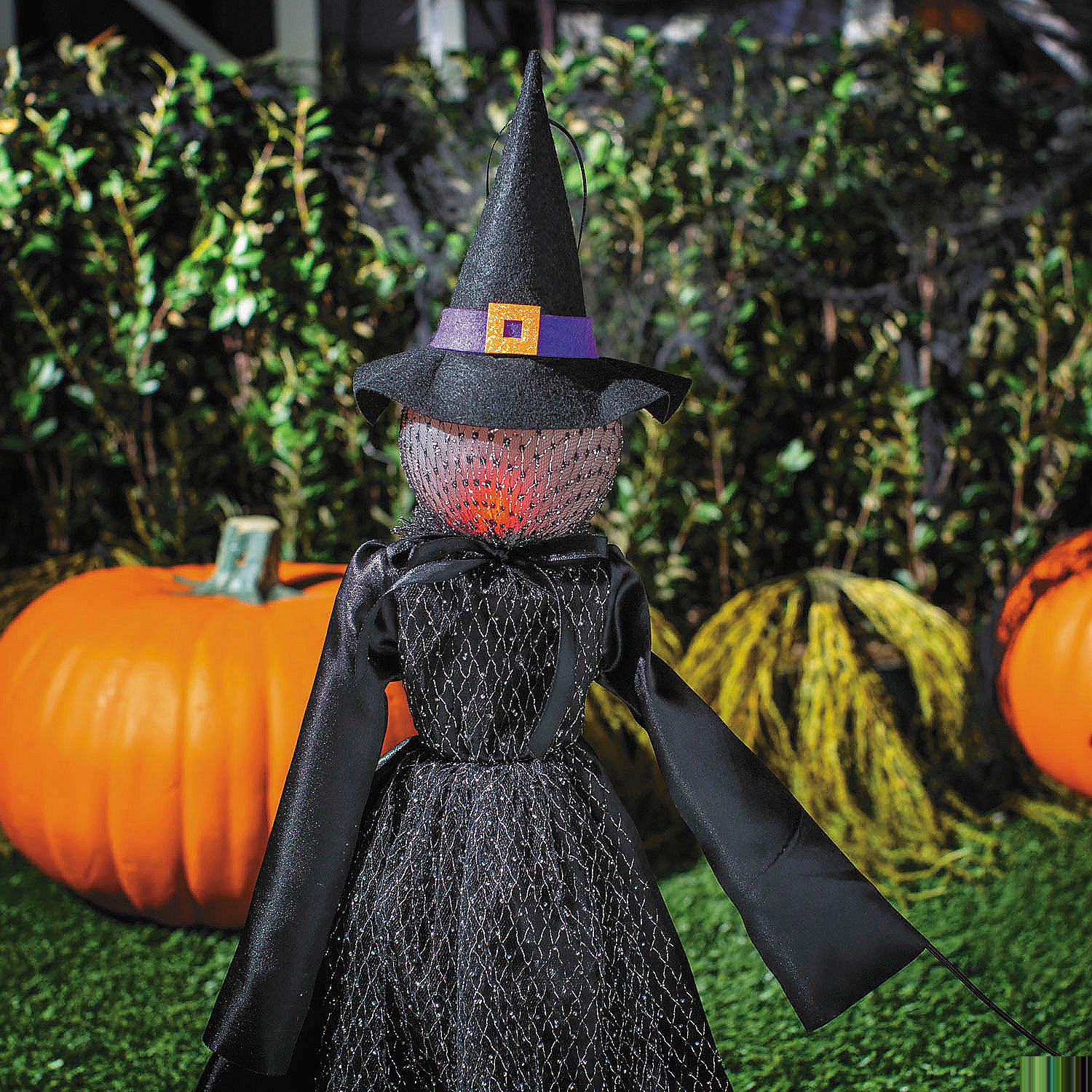 27 1/2" Light-Up LED Witch Pathway Yard Stakes Halloween Decoration