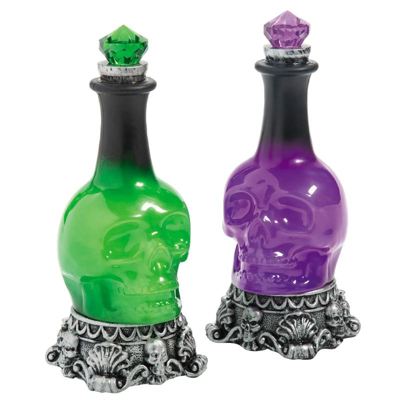 12" Light-Up LED Green Potion Bottles Halloween Decoration