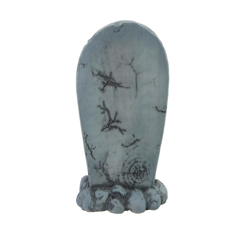 11" Light-Up LED Tombstone with Skull Blow Mold Halloween Decoration