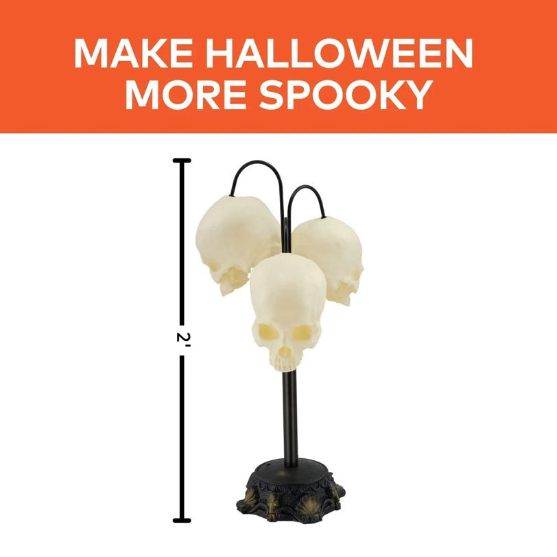 24" Light-Up LED Three Skull Lamp Halloween Decoration