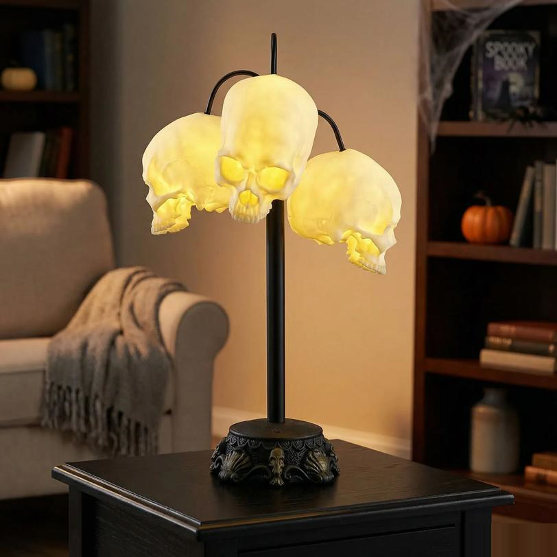 24" Light-Up LED Three Skull Lamp Halloween Decoration