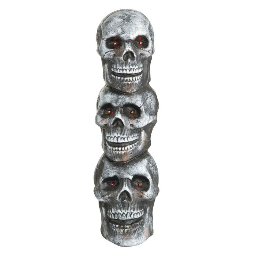 28" Light-Up LED Blow Mold Stack of Skulls Halloween Decoration