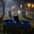47" Animated Light-Up Rising Skeleton in Coffin Halloween Decoration