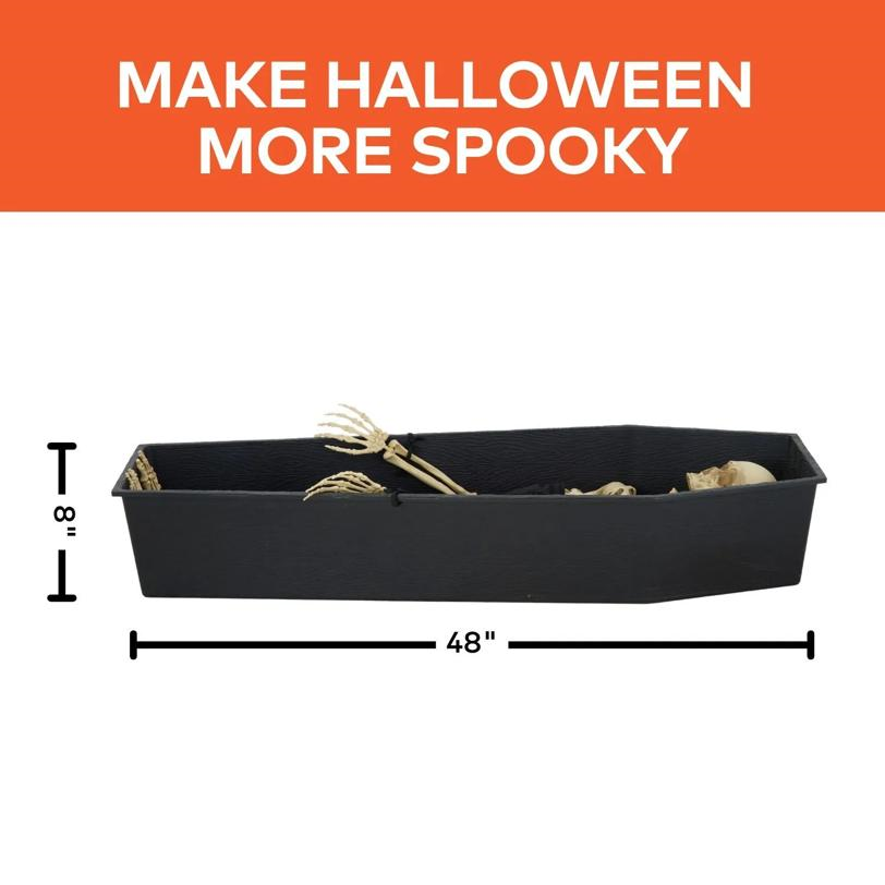 47" Animated Light-Up Rising Skeleton in Coffin Halloween Decoration