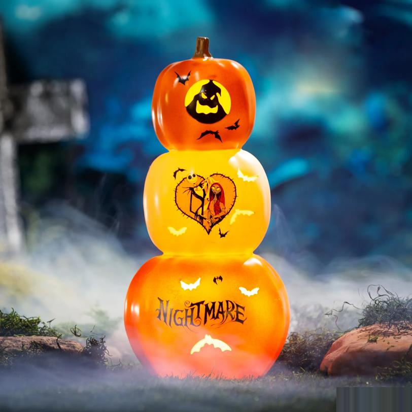 The Nightmare Before Christmas Light-Up Stacked Pumpkins Tabletop Decoration, 18 1/2"