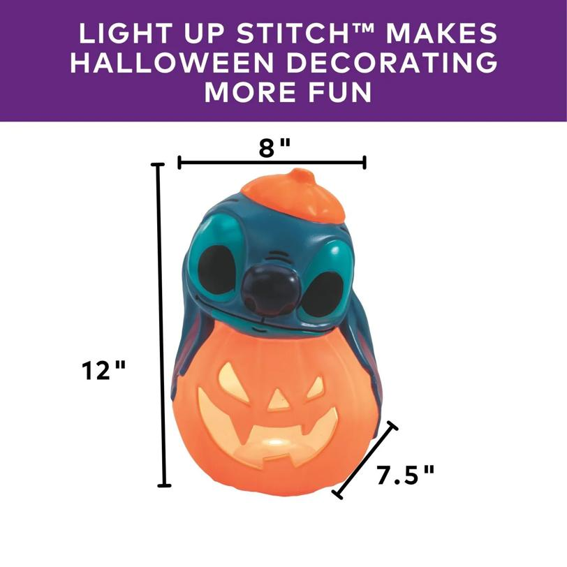 12" Light-Up Lilo & Stitch Stitch Pumpkin Stack Halloween Tabletop Decoration