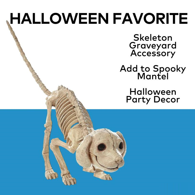 7 1/2" x 4 3/4" Standing Puppy Plastic Skeleton Halloween Decoration