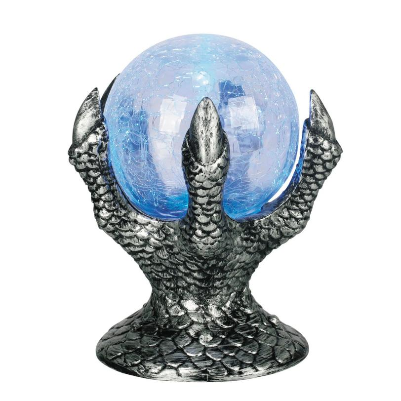 Light-Up Mystic Crystal Ball on Hand Halloween Tabletop Decoration 6 1/2"