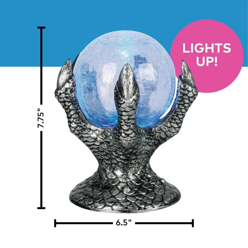 Light-Up Mystic Crystal Ball on Hand Halloween Tabletop Decoration 6 1/2"