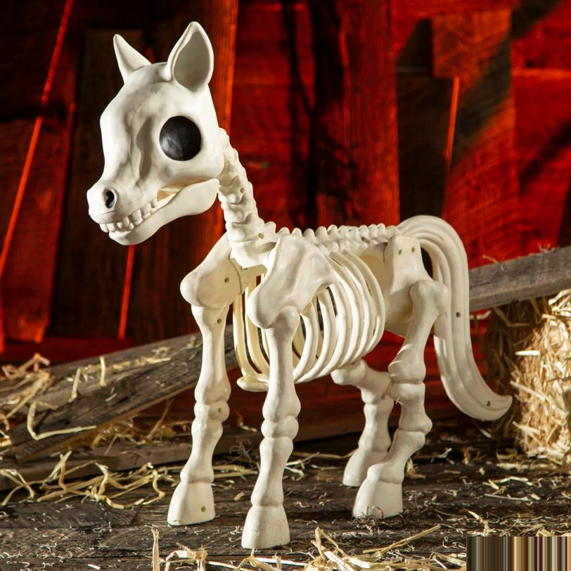 Standing Pony Plastic Skeleton Halloween Decoration 25" x 23"