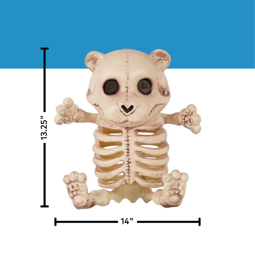 Sitting Bear Plastic Skeleton Halloween Tabletop Decoration, 13 1/4"