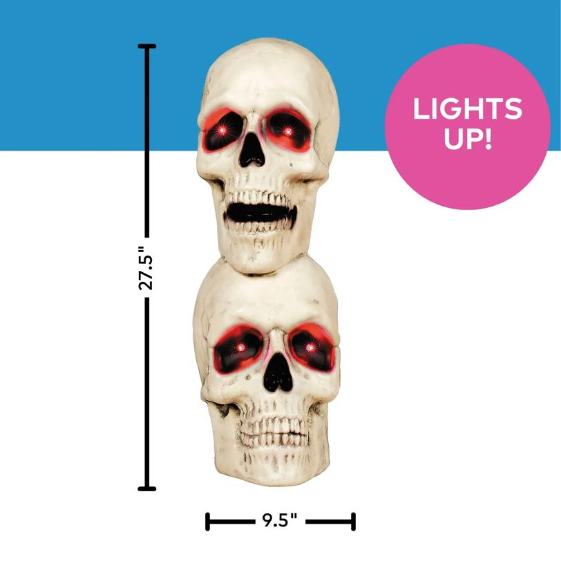 Creepy Bones Plastic Human Skull Stack Halloween Decoration 10"