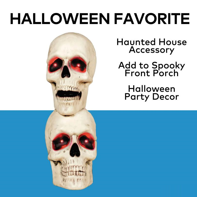 Creepy Bones Plastic Human Skull Stack Halloween Decoration 10"