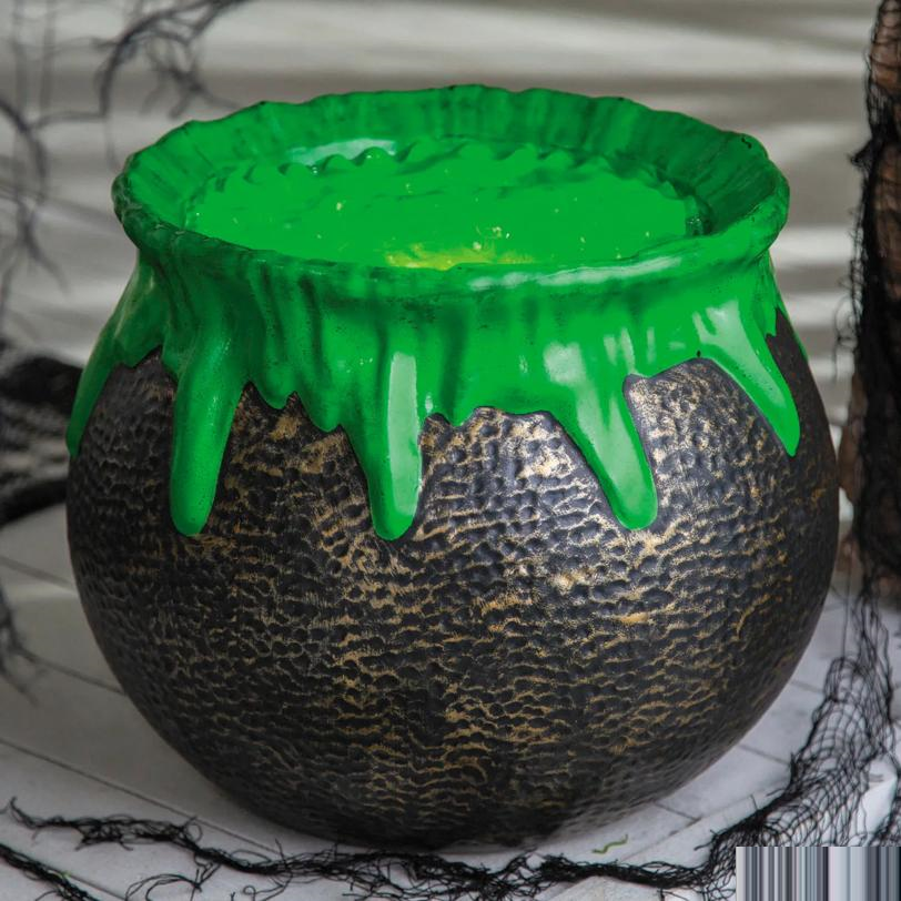 11 1/2" Light-Up & Sound Bubbling Over Cauldron Halloween Decoration