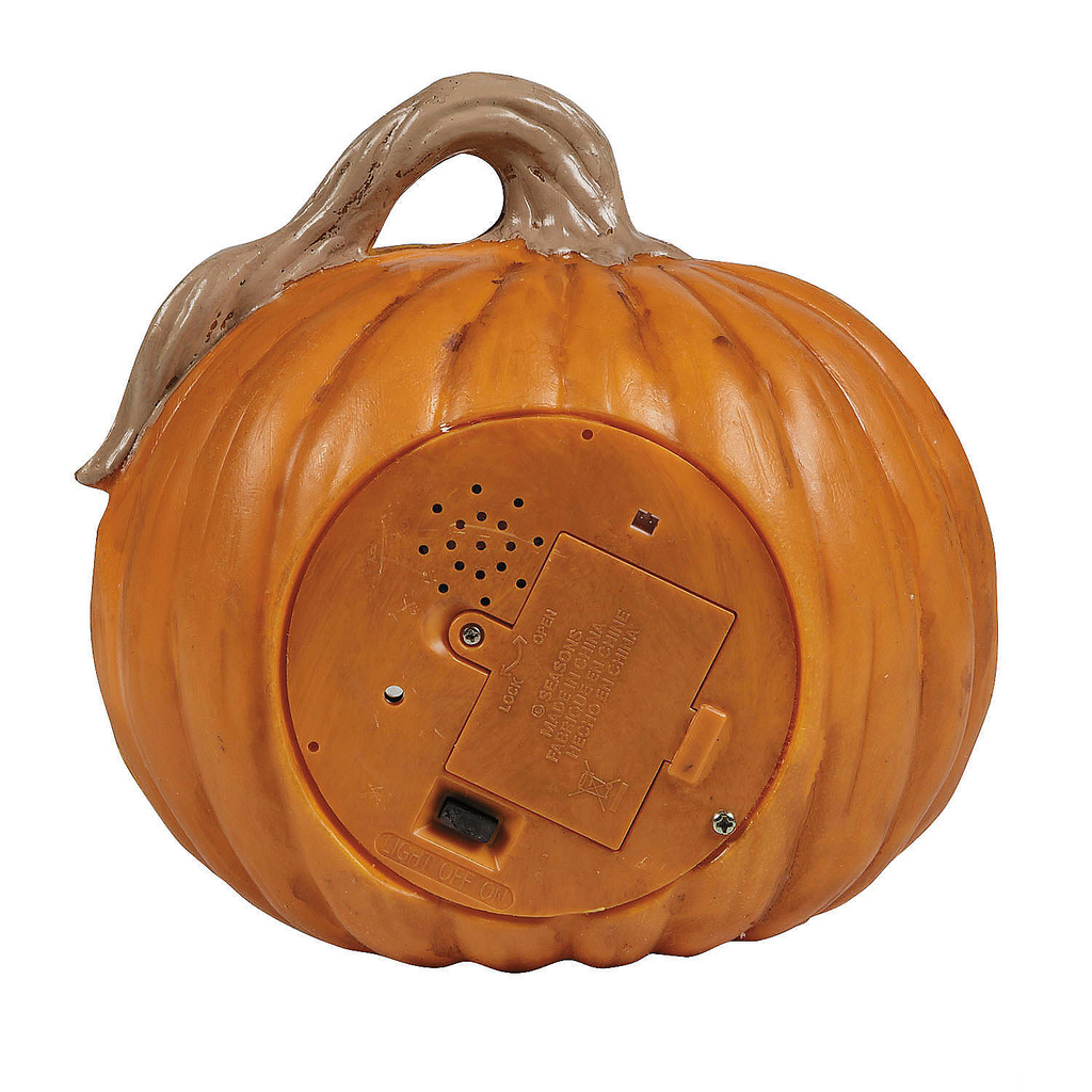 Light-Up Creepy Plastic Pumpkin with Sound Halloween Decoration 8 1/4"