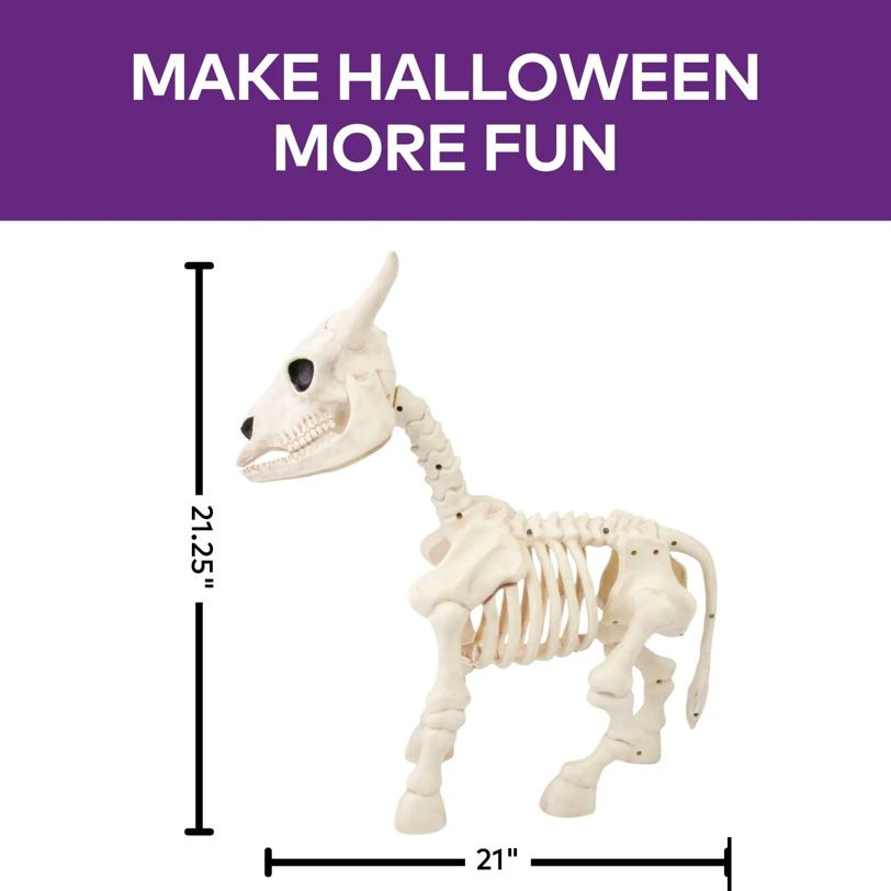 21 1/4" Standing Steer Skeleton Halloween Decoration