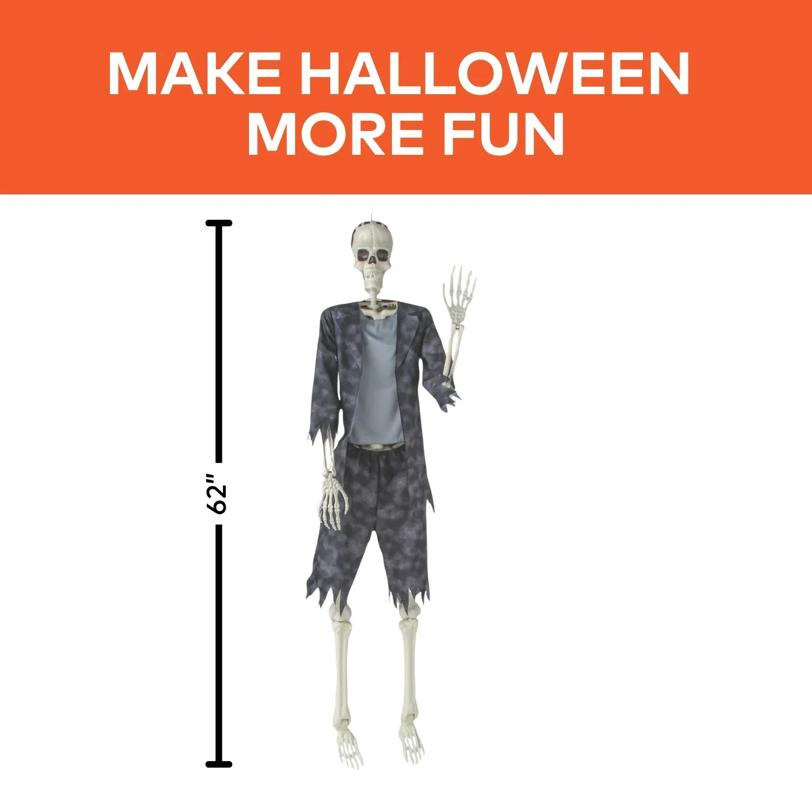 6 Ft. 2" Standing Franky Skeleton Halloween Decoration