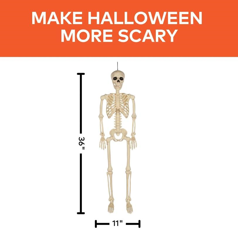 36" Hanging Multi Pose-N-Stay Skeleton Halloween Decoration