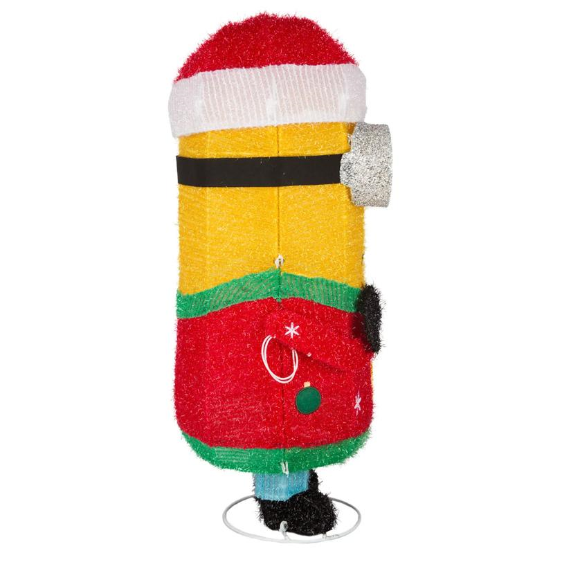 29" Light-Up Minions Kevin in Santa Hat 3D Holiday Tinsel Sculpture Christmas Yard Decoration