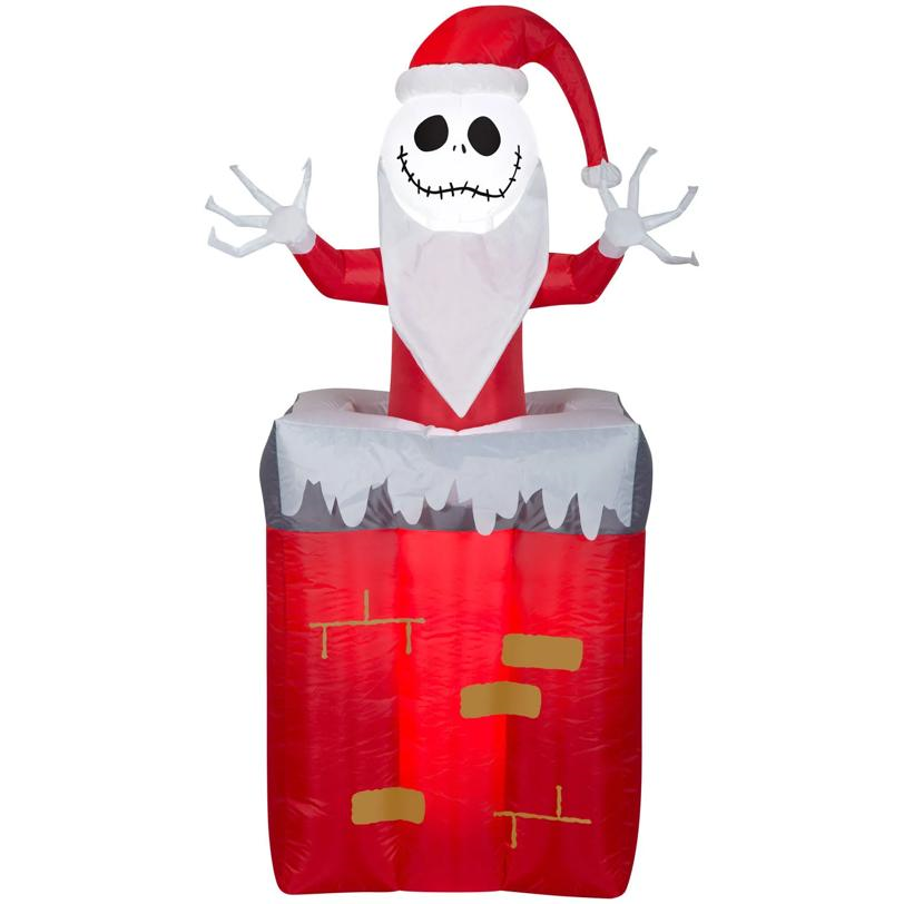 5 Ft. 6" Airblown Inflatable Light-Up The Nightmare Before Christmas Animated Jack Skellington in Chimney Decoration