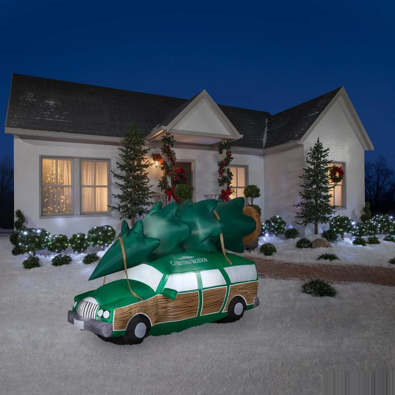 4 Ft. 10" Airblown Inflatable Light-Up National Lampoon's Christmas Vacation Station Wagon with Tree Decoration