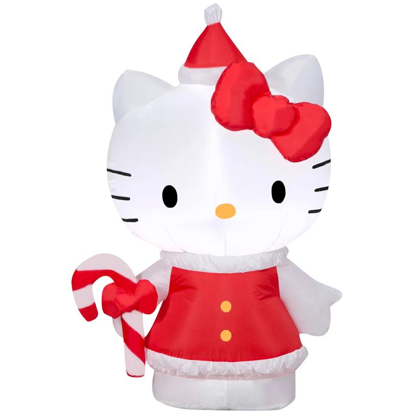 42" Airblown Blowup Inflatable Hello Kitty in Holiday Dress with Built-In Lights Christmas Outdoor Yard Decoration