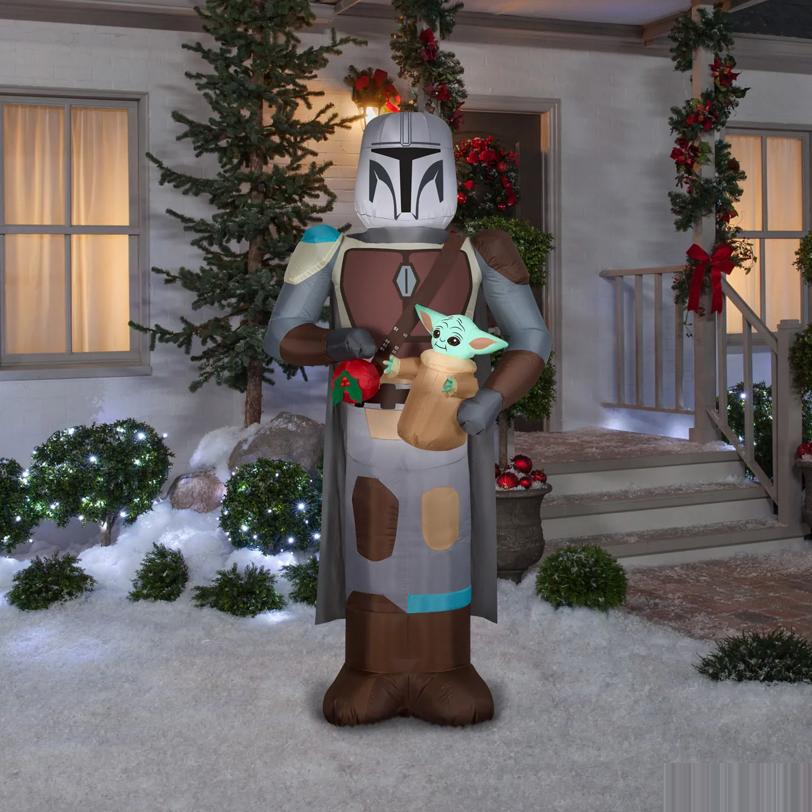 6 Ft. 5" Airblown Inflatable Light-Up Star Wars Mandalorian & Grogu Christmas Yard Decoration