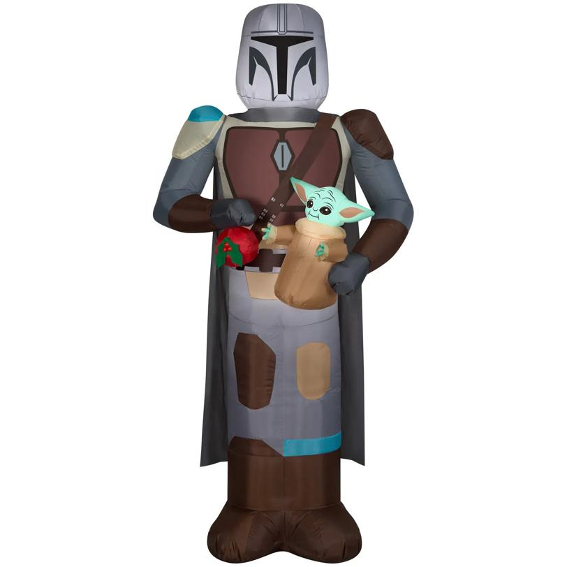 6 Ft. 5" Airblown Inflatable Light-Up Star Wars Mandalorian & Grogu Christmas Yard Decoration