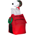 42" Airblown Inflatable Peanuts Christmas Snoopy Flying Ace on Doghouse Outdoor Yard Decoration