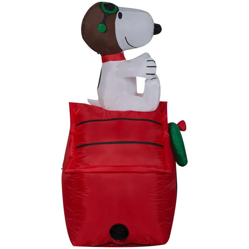 42" Airblown Inflatable Peanuts Christmas Snoopy Flying Ace on Doghouse Outdoor Yard Decoration