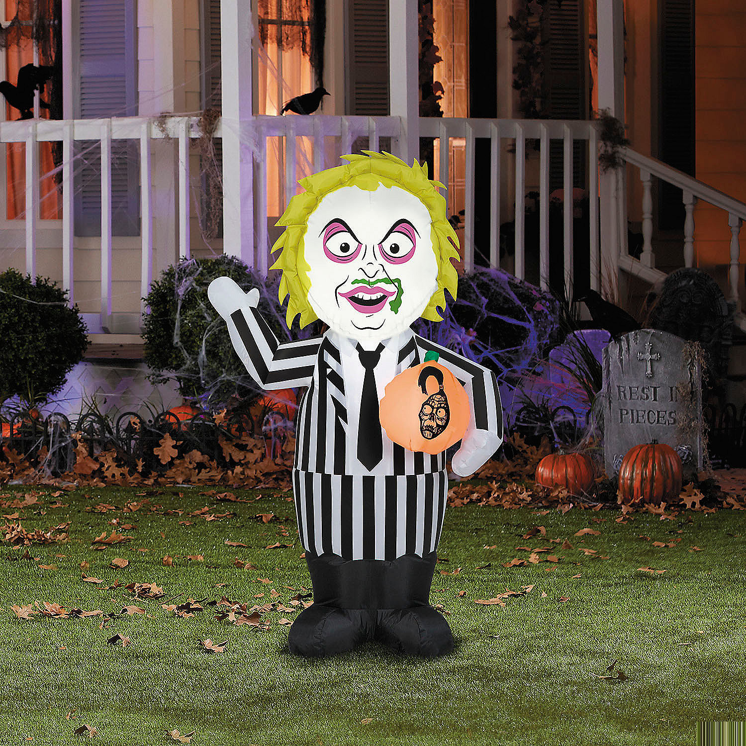 42" Airblown Inflatable Beetlejuice Beetlejuice with Pumpkin Halloween Outdoor Yard Decoration