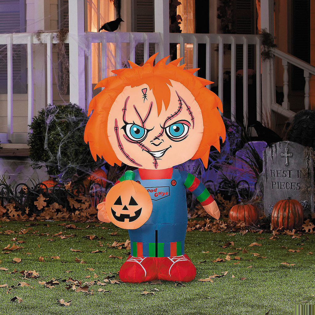 42" Airblown Inflatable Child's Play Stylized Chucky with Jack-O'-Lantern Halloween Outdoor Yard Decoration