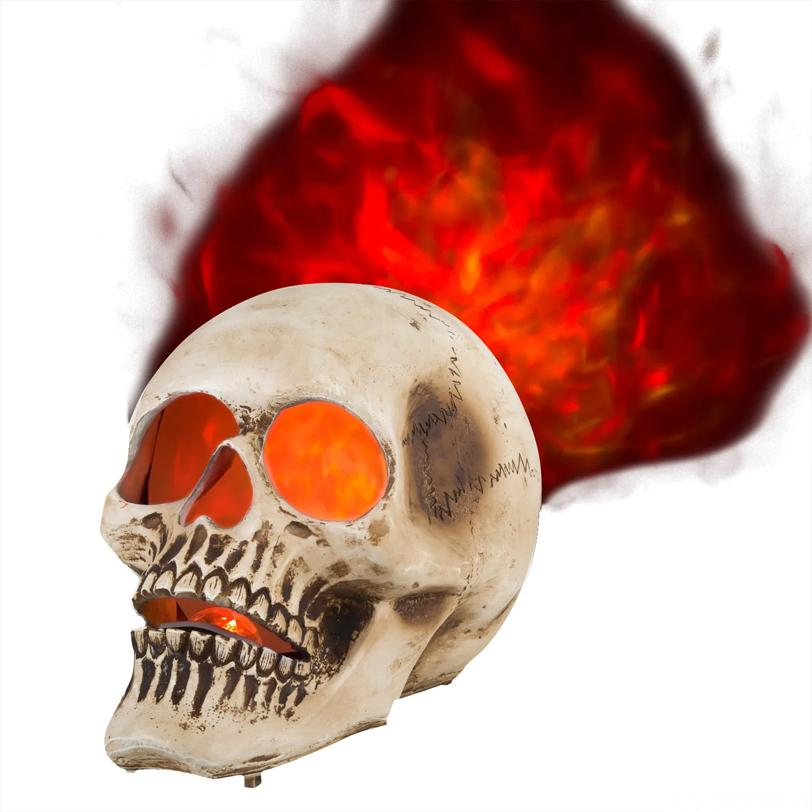 Blazing Scenes Natural Brushed Skull Fire & Ice 10"