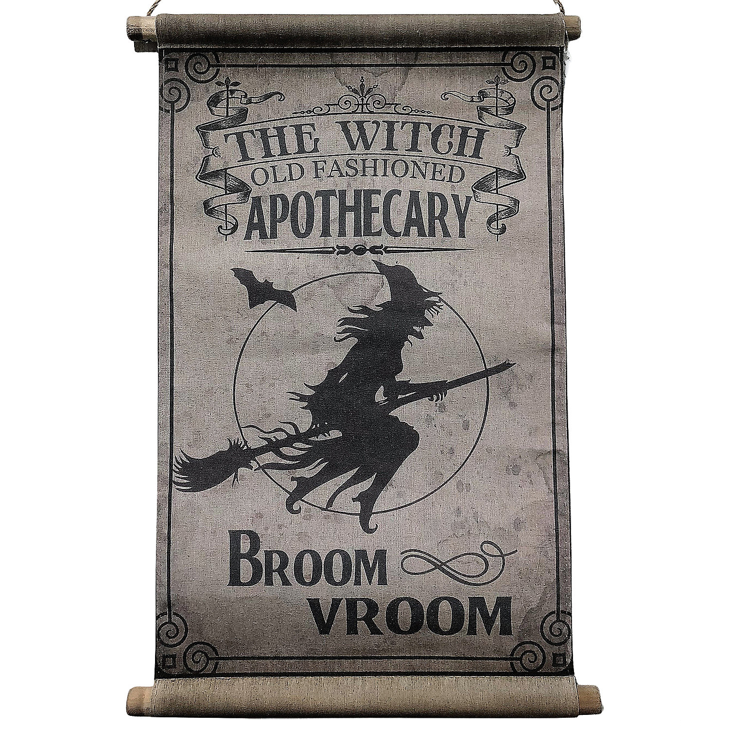 Broom Vroom Canvas Hanging Sign Halloween Decoration 26"