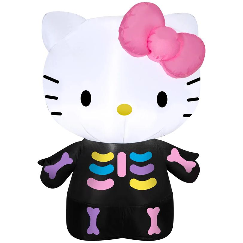 35"Airblown Blowup Inflatable Hello Kitty Neon Skeleton Halloween Outdoor Yard Decoration