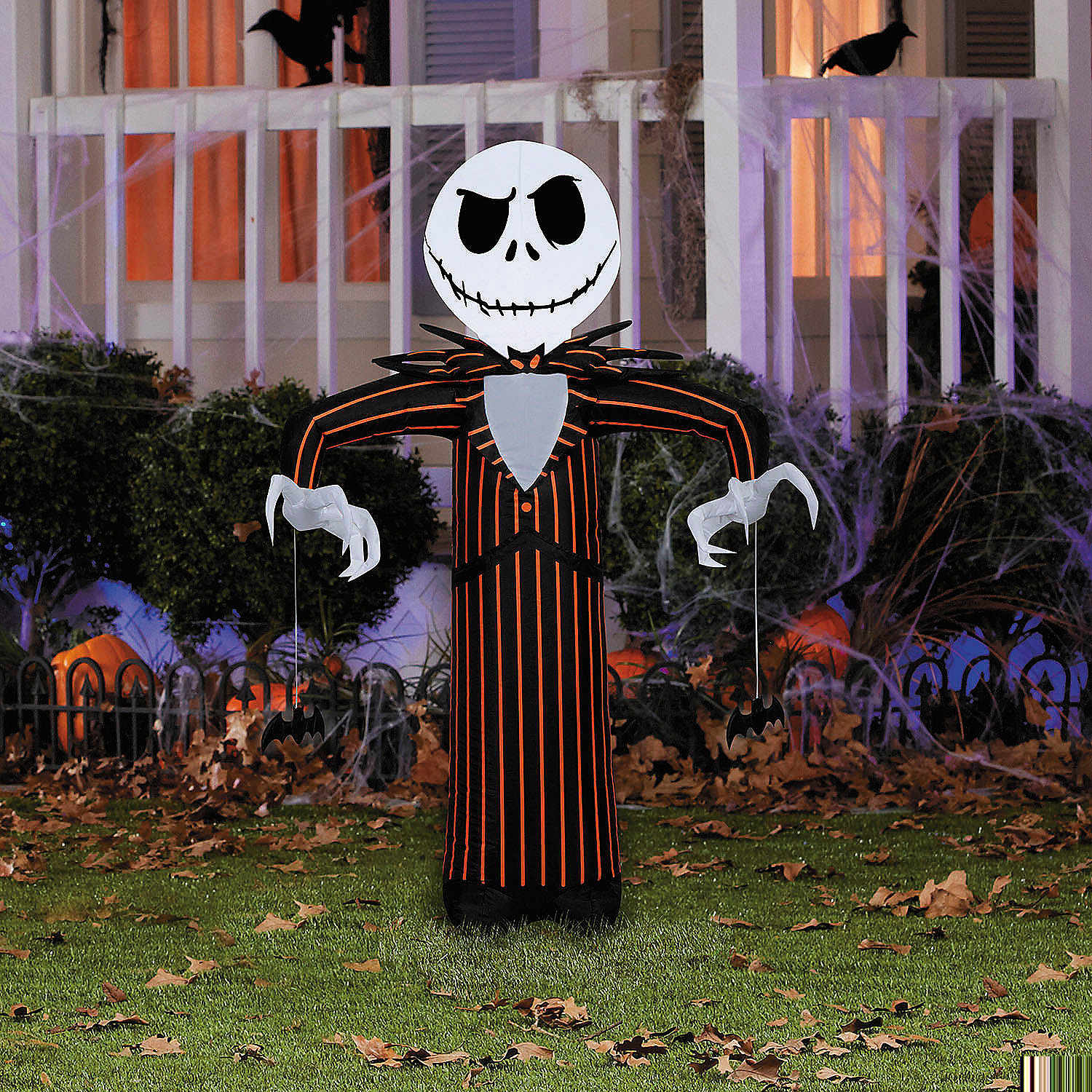 42" Airblown Inflatable Light-Up The Nightmare Before Christmas Jack Skellington with Orange Pinstripe Outdoor Decoration