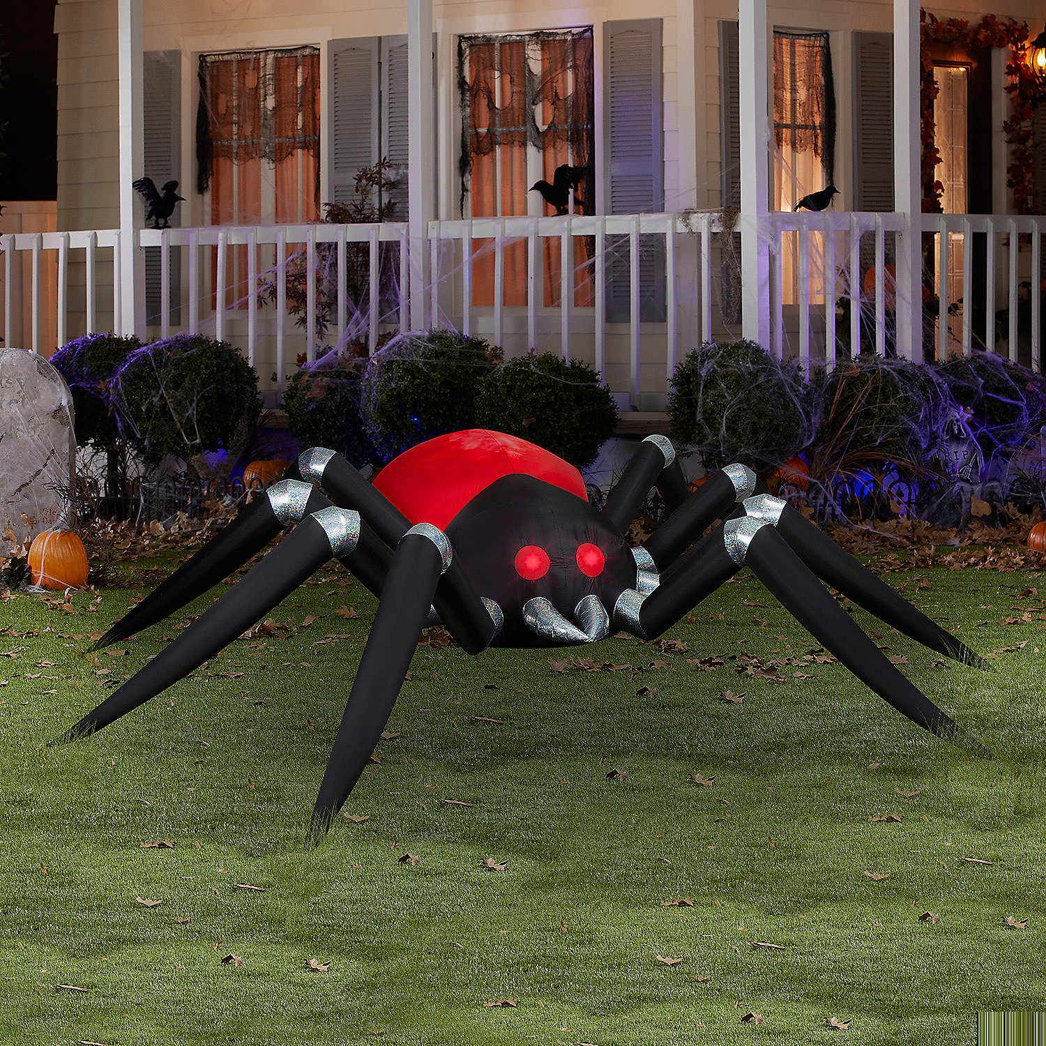 14 Ft. 6"Airblown Blowup Inflatable Giant Black & Red Spider with Fire & Ice Projection Halloween Outdoor Yard Decoration