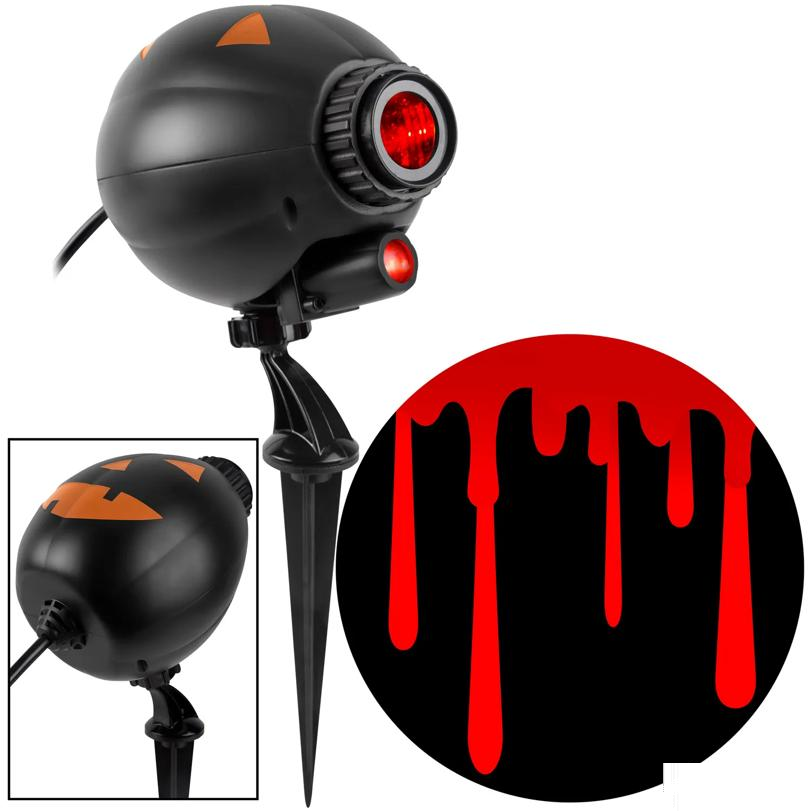 Lightshow Halloween Cascading Red Blood Drip Projection Light Halloween Outdoor Yard Decoration, 12"