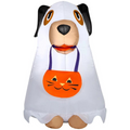 35" Airblown Inflatable Light-Up Ghost Dog with Jack-O'-Lantern Treat Bag Halloween Decoration