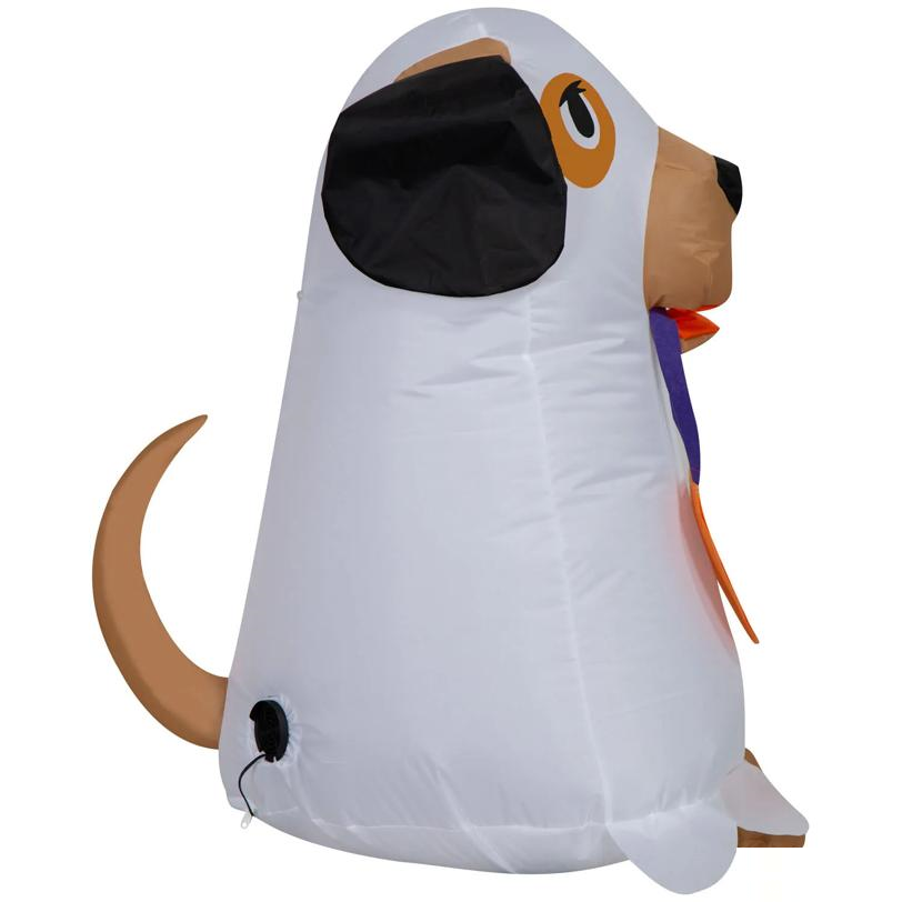 35" Airblown Inflatable Light-Up Ghost Dog with Jack-O'-Lantern Treat Bag Halloween Decoration
