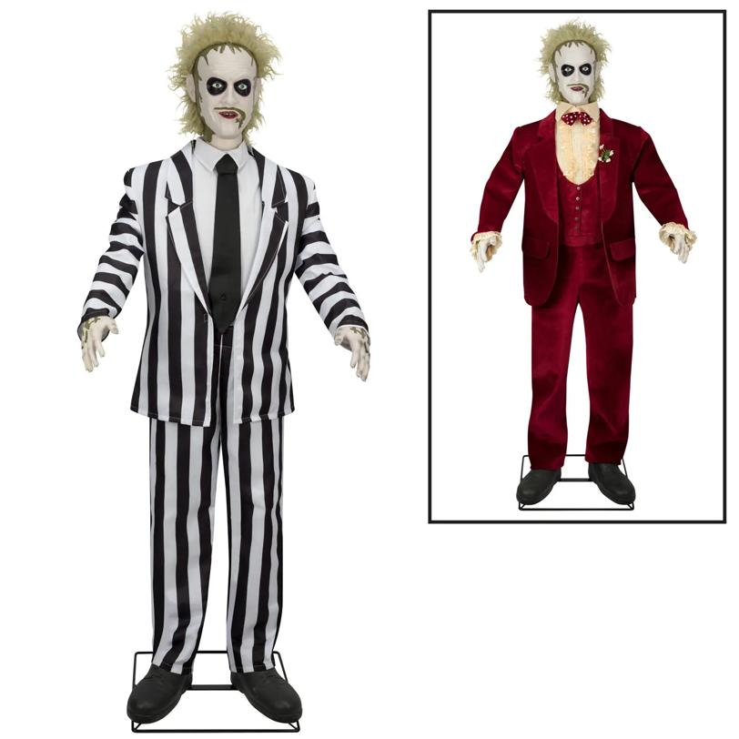 6 Ft. Animated Life-Size Beetlejuice Beetlejuice with 2 Outfits & Sound Halloween Decoration